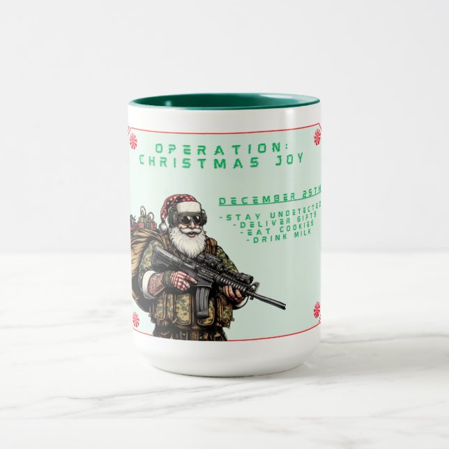 Engraçado caneca de Natal/Papai noel militar (Centro)