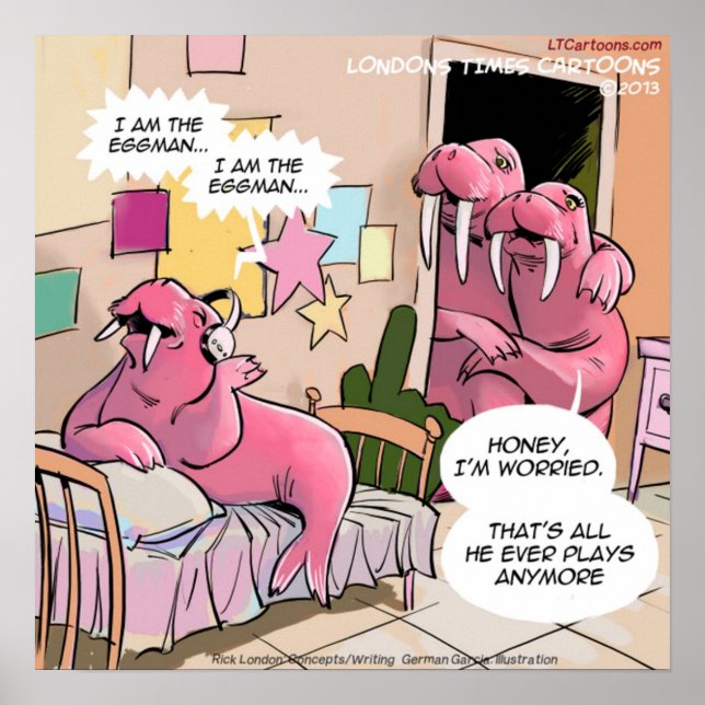 Engraçado Cantando Walrus Poster (Frente)