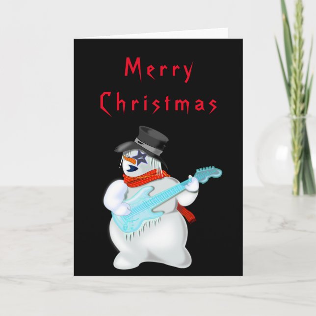 Engraçado Cartão de Natal Snowman Rock Musical Gui (Frente)