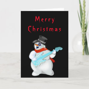 Engraçado Cartão de Natal Snowman Rock Musical Gui