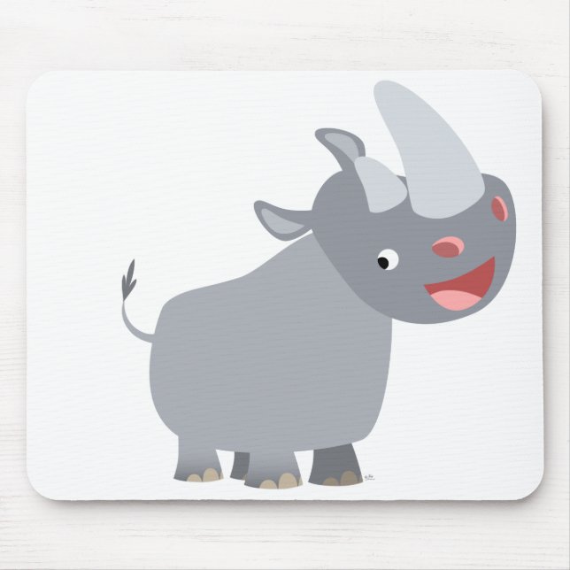Engraçado Cartoon Rhino Mousepad (Frente)