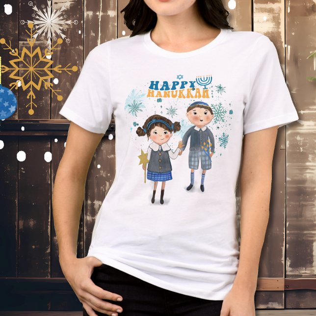 Engraçado Casal Judeu Feliz Hanukkah (Funny Cute Jewish Couple Happy Hanukkah Tri-Blend Shirt)