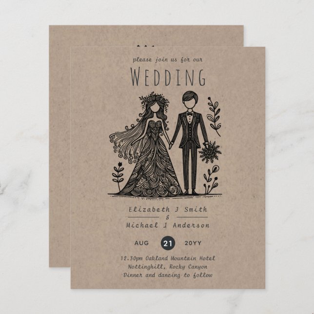 Engraçado Casamento Engraçado Cartoon Noiva Groom (Frente/Verso)