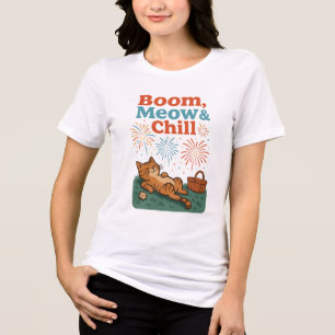 Engraçado Cat 4 de julho de Verão T-Shirt