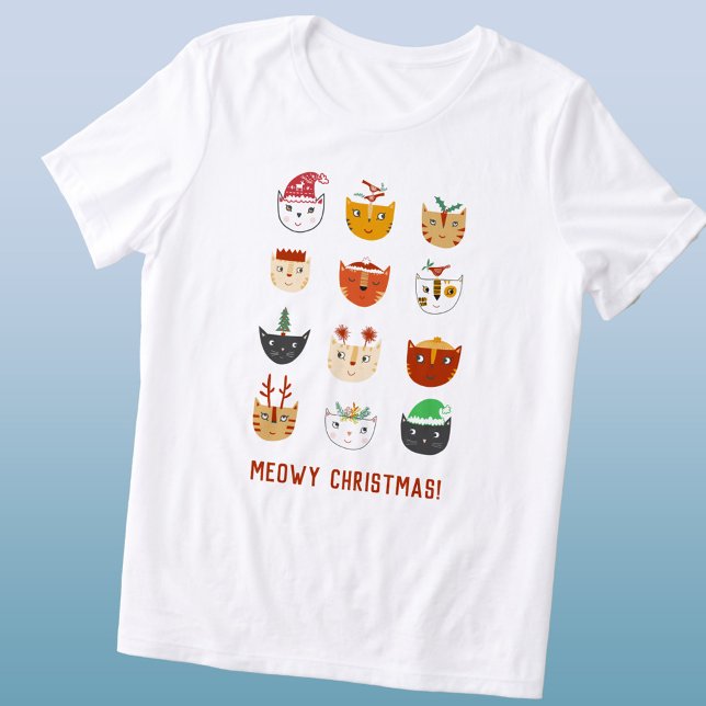 Engraçado Cat Meowy Natal (Fun kitty cat Meowy Christmas custom text triblend t-shirt)