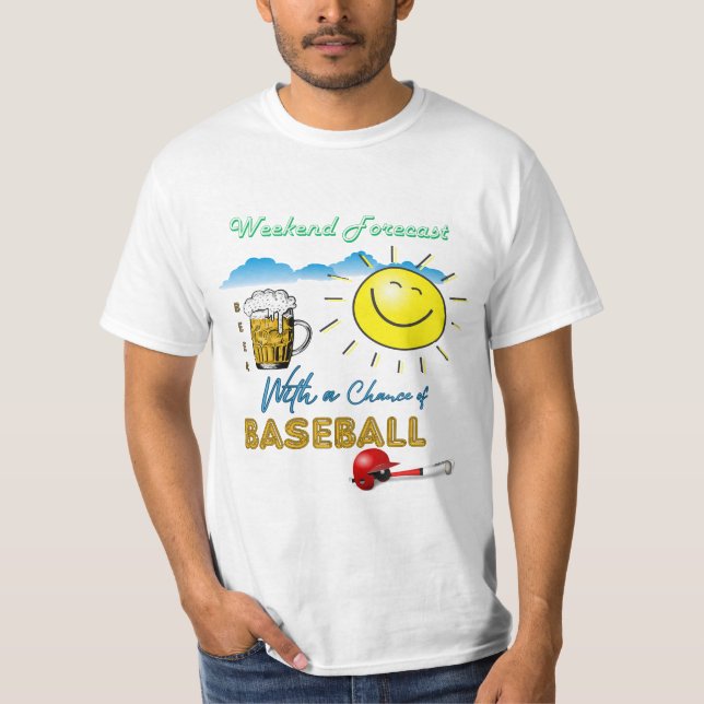 ENGRAÇADO! Cerveja e Baseball - Camisa de Previsão (Frente)