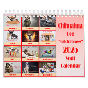 Engraçado Chihuahua 2025 Calendário do Muro das Pa
