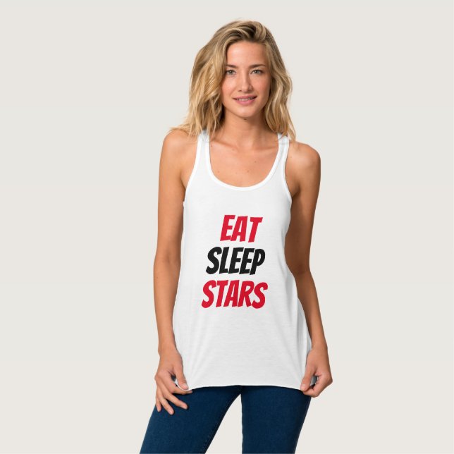 Engraçado! Comer Dormir Estrelas Camiseta (Frente Completa)