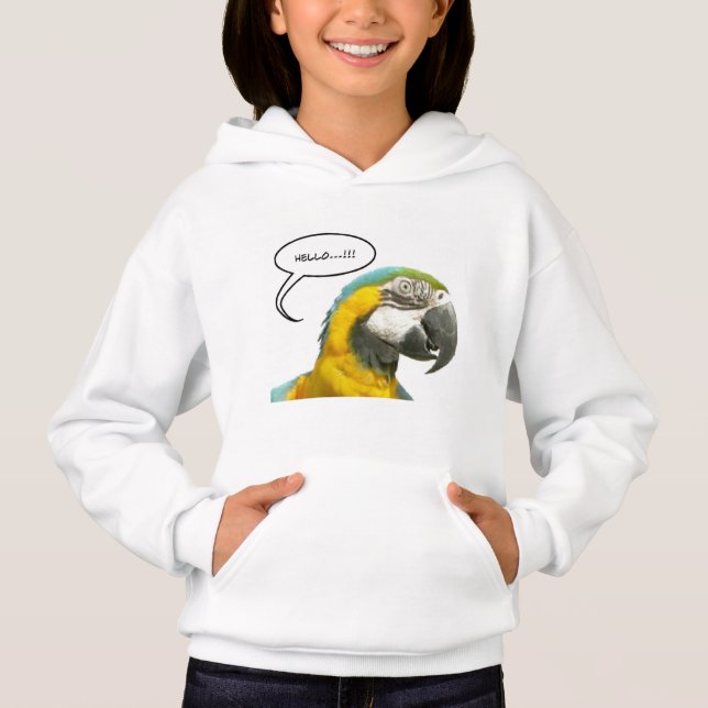 Engraçado Conversar Papagaio Rosto Hoodie (Frente)