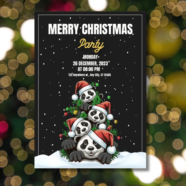 Engraçado Convite de festas de Natal, Panda Natal (Criador carregado)