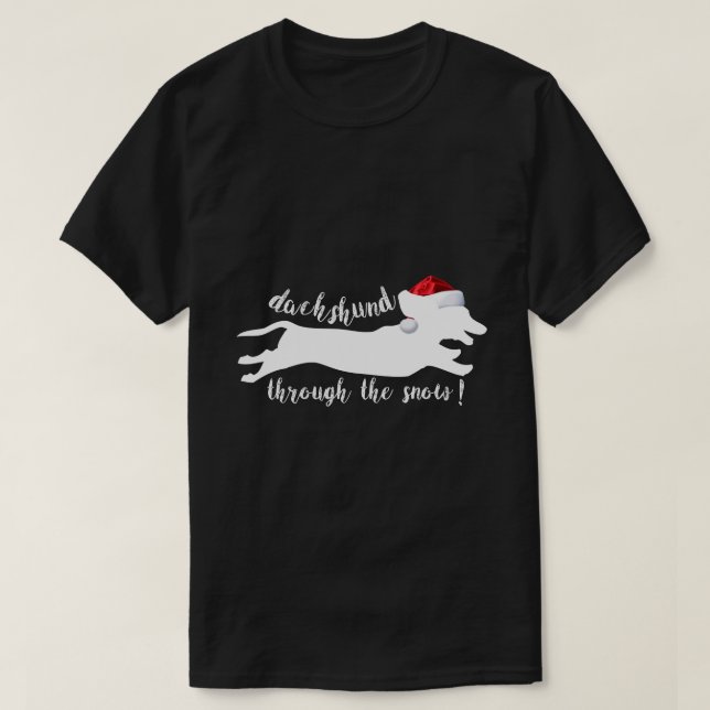 engraçado dachshund através da camisa de natal da  (Frente do Design)