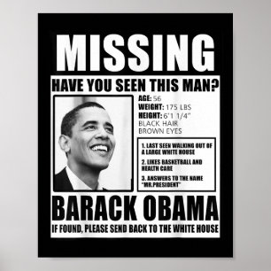 Engraçado Desaparecido Barack Obama Poster Liberal