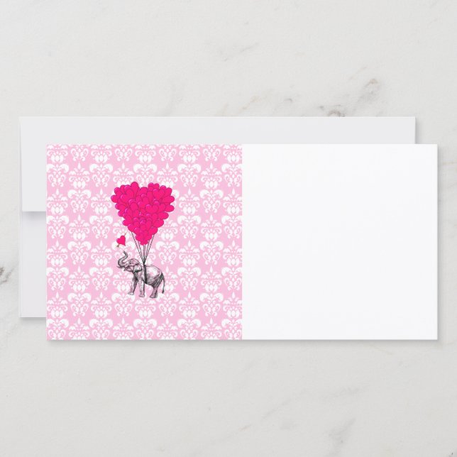 Engraçado elefante fofo e damasco rosa (Frente)