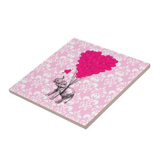 Engraçado elefante fofo e damasco rosa