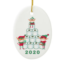 Engraçado Elf Natal 2020 | Ornamento de papel higi