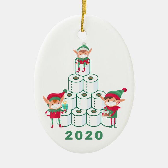Engraçado Elf Natal 2020 | Ornamento de papel higi (Frente)