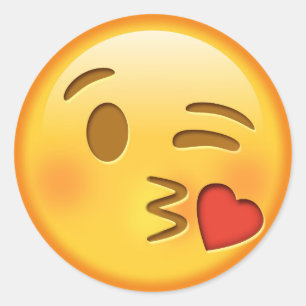 Engraçado emoji brilhante adesivo redondo