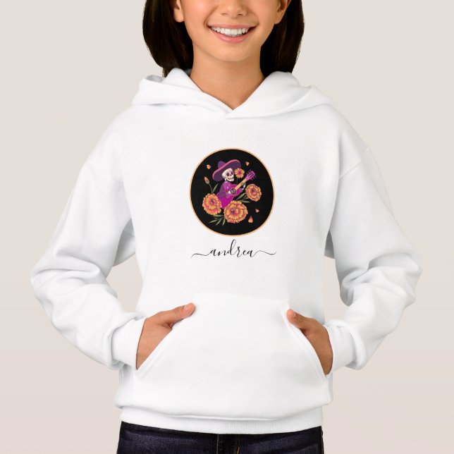 Engraçado Floral Açúcar Skeleton Skull Gótica Nome (Frente)