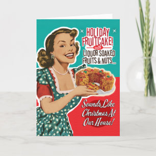 Engraçado Fruitcake Retro Cartões de Natal