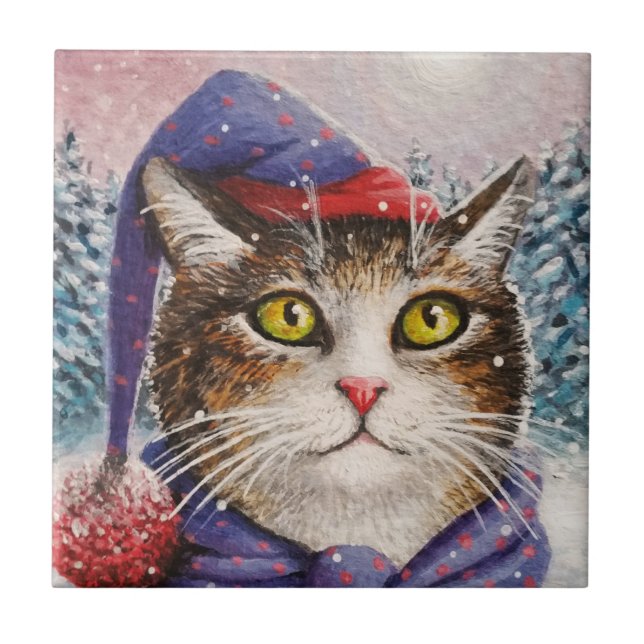 Engraçado Gato 631 Neve de inverno (Frente)