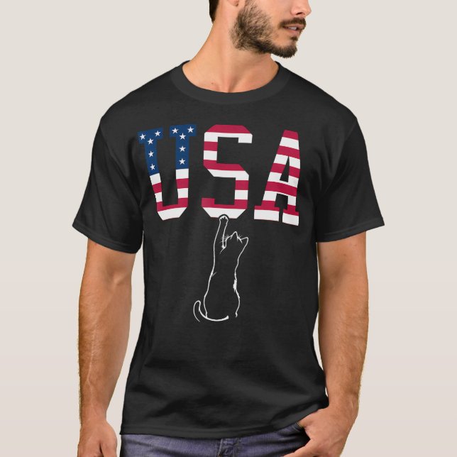 Engraçado Gato Dos Eua Camisa Engraçado Usa Camisa (Frente)