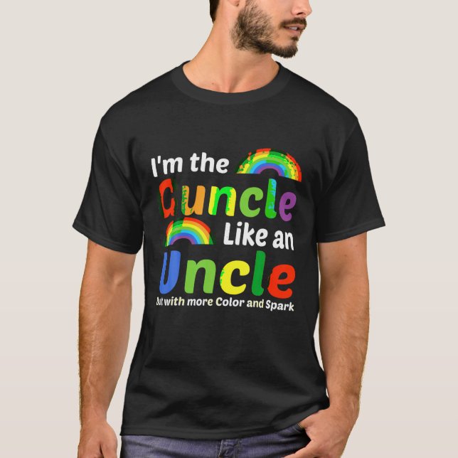 Engraçado Gay Tio Pride Cor Arco-Íris T Camisa (Frente)