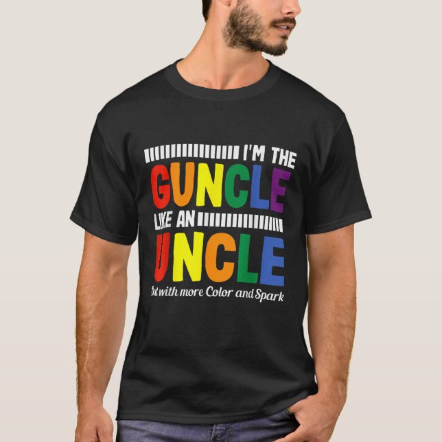 Engraçado Gay Tio Pride Cor Arco-Íris T Camisa (Frente)
