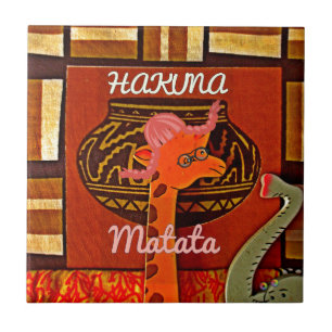 Engraçado Girafa com legal texto Hakuna Matata Des
