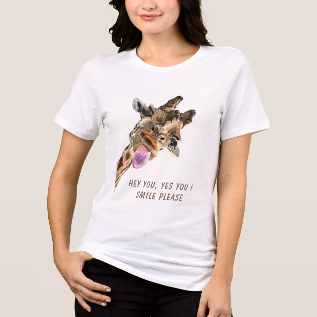 Engraçado Girafa Sorria Texto Personalizado (Frente)