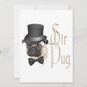 Engraçado, Grande Chapéu Monóculo Sir Pug Dog