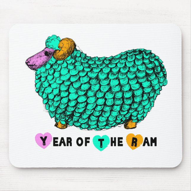 Engraçado Green Ram Chinês Ano Zodiac Mousepad (Frente)