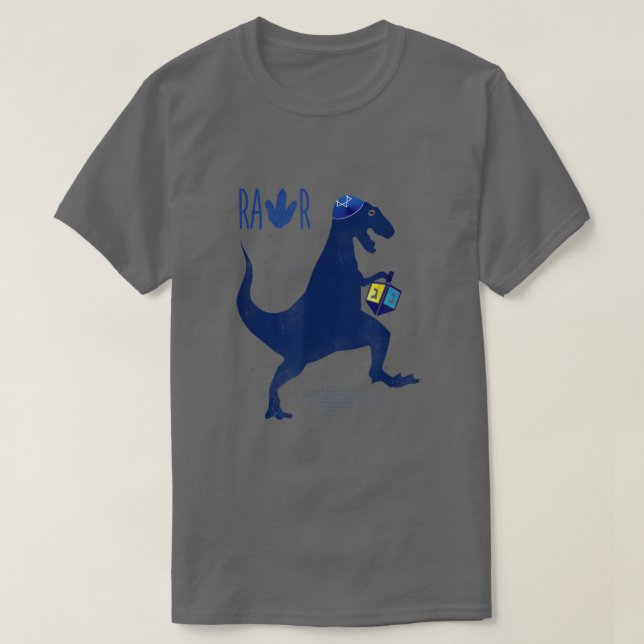 Engraçado Hanukkah Camisa Dinossauro Dreidel Dino  (Frente do Design)