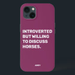 Engraçado Introdução, Mas Disposto A Discutir Cava<br><div class="desc">Engraçado Roxo Introduzido, Mas Disposto A Discutir capa de telefone De Cavalos para equestrianos. Esta capa de telefone engraçada também faz um presente excelente para qualquer amante de cavalos. Use a ferramenta design para alterar a cor do texto, se quiser, e selecione a caixa do modelo do telefone no menu....</div>