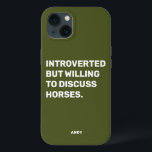 Engraçado Introdução, Mas Disposto A Discutir Cava<br><div class="desc">Engraçado Verde Escuro Introduzido, Mas Disposto A Discutir capa de telefone De Cavalos para equestrianos. Esta capa de telefone engraçada também faz um presente excelente para qualquer amante de cavalos. Use a ferramenta design para alterar a cor do texto, se quiser, e selecione a caixa do modelo do telefone no...</div>