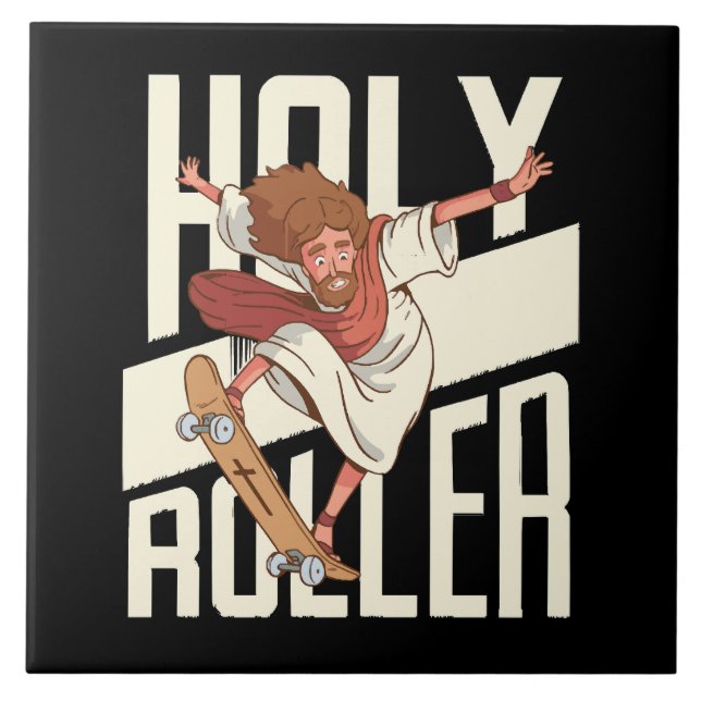 Engraçado Jesus de Patins Holy Roller (Frente)