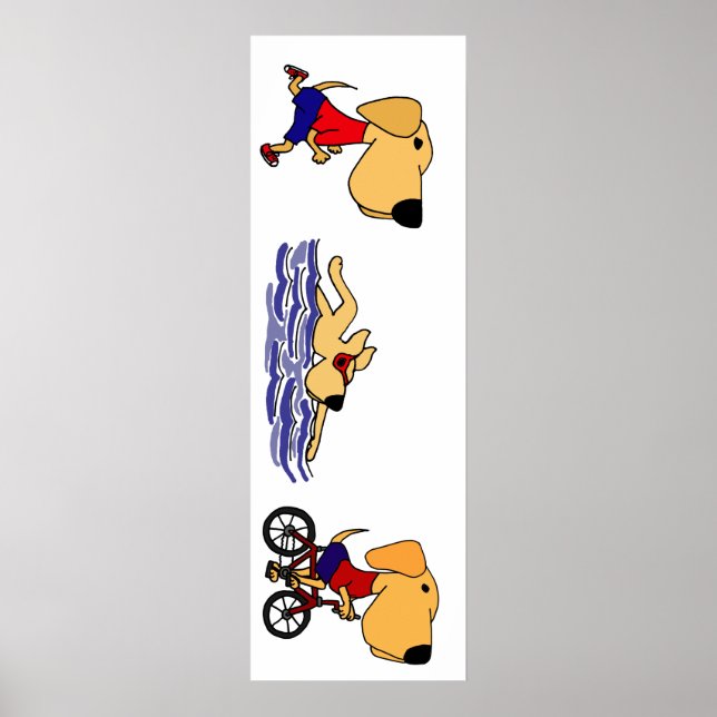 Engraçado Labrador Retriever Triathlete Poster (Frente)