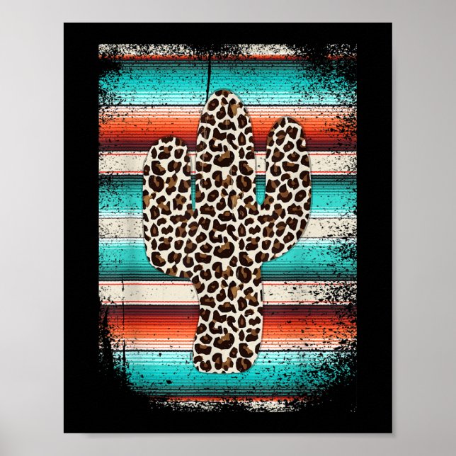 Engraçado Leopardo Cactus Serape Cactus impressão  (Frente)