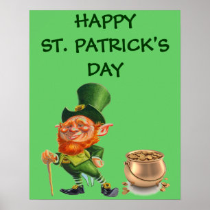 ENGRAÇADO LEPRECHAUN, RUA. Poster DO DIA DE PATRIC