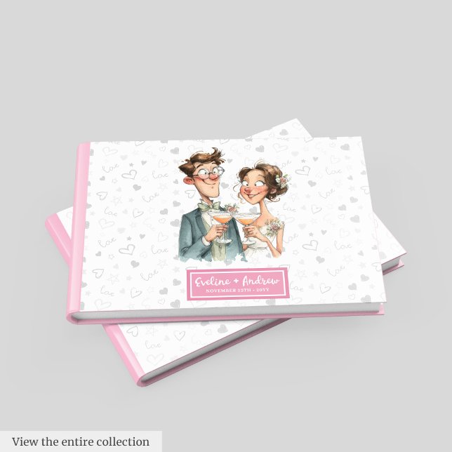 Engraçado Livro de Convidados Quirky Watercolor Ca (Funny Wedding Guest Book Quirky Watercolor Couple)