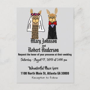 Engraçado Llama Bride e Convite para Casamento de
