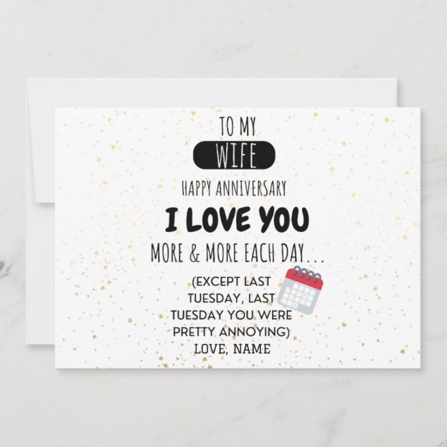 Engraçado Marido para Esposa Mensagem de Humor no  (Frente)