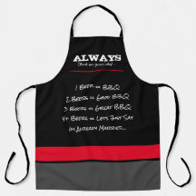 Engraçado Mens Apron - preto e vermelho