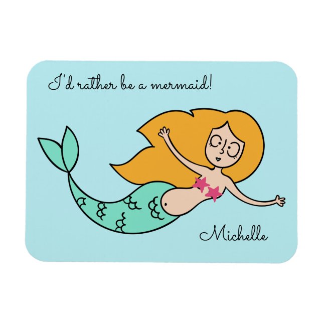 Engraçado Mermaid nome personalizado e ímã de text (Horizontal)