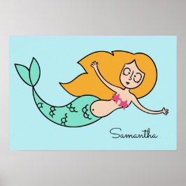 Engraçado Mermaid nome personalizado e poster de c