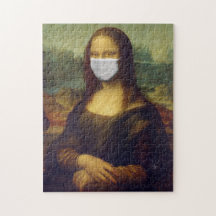 Engraçado Mona Lisa Face Mask Quebra-cabeça