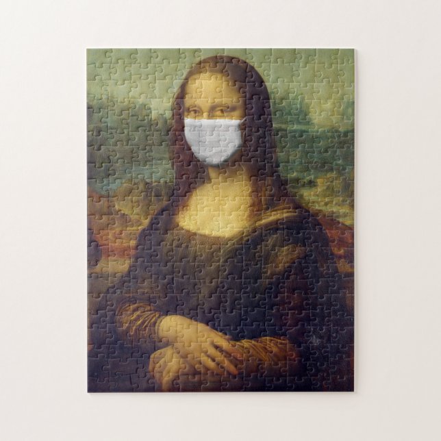Engraçado Mona Lisa Face Mask Quebra-cabeça (Vertical)