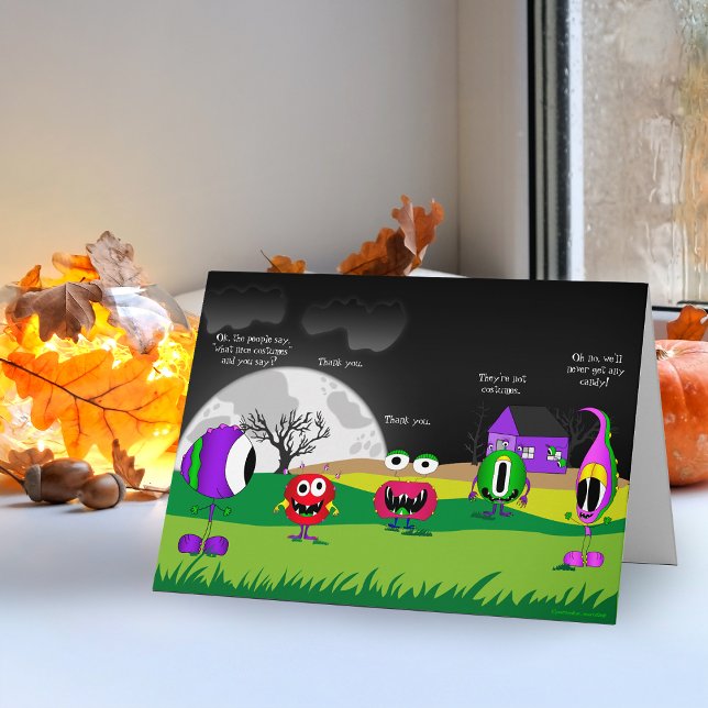 Engraçado, Monstros, Cartão de Halloween (Check out this most awesome Halloween funny monsters greeting card!)