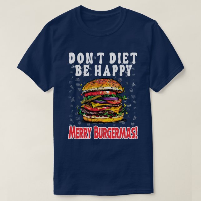 Engraçado Natal Hamburger, Camiseta Design de Home (Frente do Design)