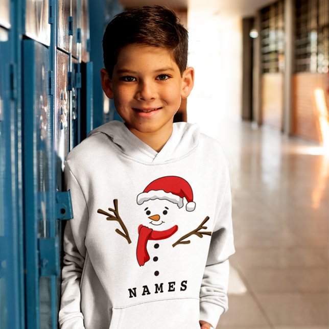 Engraçado Natal Personalizado, Criança Neve (Personalized Christmas Funny Snowman Kid Boy Hoodie)