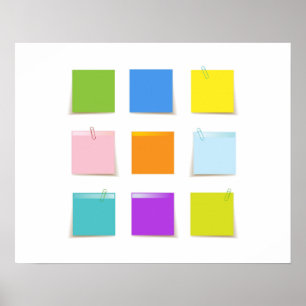 Engraçado Notas de Posto Coloridas Poster